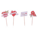 24pcs Paper Sweet Love Flower Cupcake Pick Cake Topper Kids Party Decoration