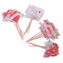 24pcs Paper Sweet Love Flower Cupcake Pick Cake Topper Kids Party Decoration