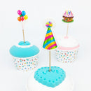 18pcs Paper Cake Balloon Cone Hats Cupcake Pick Cake Topper Kids Party Decor