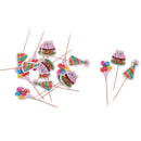 18pcs Paper Cake Balloon Cone Hats Cupcake Pick Cake Topper Kids Party Decor