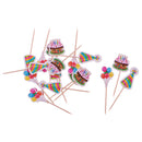 18pcs Paper Cake Balloon Cone Hats Cupcake Pick Cake Topper Kids Party Decor