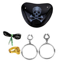 Pack of 3 Pirate Set Skull Eye Patch Earring Ring Halloween Party Fancy Dress