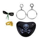 Pack of 3 Pirate Set Skull Eye Patch Earring Ring Halloween Party Fancy Dress