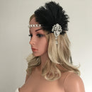 Vintage Women Feather Crystal Headband Headpiece Party Fancy Dress