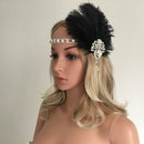 Vintage Women Feather Crystal Headband Headpiece Party Fancy Dress