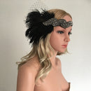 Vintage Lady Feather Applique Crystal Headband Headpiece Party Fancy Dress