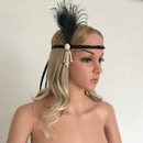 Woman Feather Headband 20s Gatsby Charleston Rhinestone Beads Forehead Decor