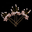 3/set Ladies Girls' Pearls Leaves Hair Pin Picks Wedding Prom Hair Accessory