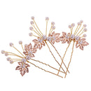 3/set Ladies Girls' Pearls Leaves Hair Pin Picks Wedding Prom Hair Accessory