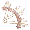 3/set Ladies Girls' Pearls Leaves Hair Pin Picks Wedding Prom Hair Accessory