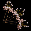 3/set Ladies Girls' Pearls Leaves Hair Pin Picks Wedding Prom Hair Accessory