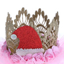 Princess Crown Headband W/ Christmas Hat Decor Party Cake Smash Photo Prop