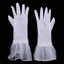 Pair of Ladies Stretchy White Wrist Gloves Bridal Gloves Prom Evening Gloves