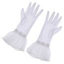 Pair of Ladies Stretchy White Wrist Gloves Bridal Gloves Prom Evening Gloves