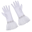 Pair of Ladies Stretchy White Wrist Gloves Bridal Gloves Prom Evening Gloves