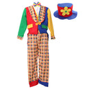 Halloween Masquerade Clown Costume Tops Coat Pant Hat Set Mens Fancy Dress