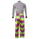 Clown Costume Grids Suspender Trousers Set Halloween Masquerade Mens Fancy Dress