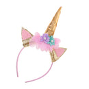 Gold Unicorn Horn Ear Floral Headband Halloween Christmas Holiday Headdress