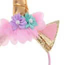 Gold Unicorn Horn Ear Floral Headband Halloween Christmas Holiday Headdress
