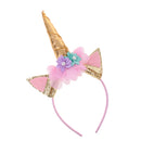 Gold Unicorn Horn Ear Floral Headband Halloween Christmas Holiday Headdress
