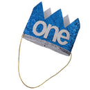Glitter Baby One 1st Birthday Hat Party Crown Stretchy Headband Blue