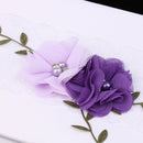 White Satin Purple Floral Wedding Guest Book Signature Book Supplies