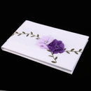 White Satin Purple Floral Wedding Guest Book Signature Book Supplies