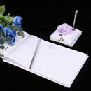 White Satin Purple Floral Wedding Guest Book Signature Book Supplies