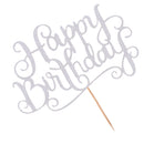 Pieces of 20 Glitter Happy Birthday Cupcake Topper Celebrative Party Cake Centerpieces Silver