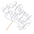 Pieces of 20 Glitter Happy Birthday Cupcake Topper Celebrative Party Cake Centerpieces Silver