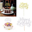 Pieces of 20 Glitter Happy Birthday Cupcake Topper Celebrative Party Cake Centerpieces Silver