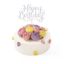 Pieces of 20 Glitter Happy Birthday Cupcake Topper Celebrative Party Cake Centerpieces Silver