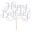 Pieces of 20 Glitter Happy Birthday Cupcake Topper Celebrative Party Cake Centerpieces Silver