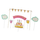 7/set Cute Kids Children's Birthday Cake Topper Banners Cloud Picks Decorating Supplies