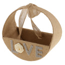 Rustic Retro Brown Burlap Hessian Bow Flower Girl Basket Wedding Engagement Party Ceremony Petals Decorations