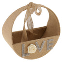 Rustic Retro Brown Burlap Hessian Bow Flower Girl Basket Wedding Engagement Party Ceremony Petals Decorations