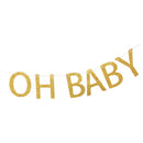Glitter "Oh Baby " Gold Letters Bunting Banner Baby Shower Kids Children Birthday Christening Hanging Garland Party Supplies