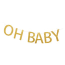 Glitter "Oh Baby " Gold Letters Bunting Banner Baby Shower Kids Children Birthday Christening Hanging Garland Party Supplies