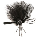 Vintage Black Feather Crystal Headband Charleston Headpiece Women's Flapper Fancy Dress