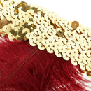 Ladies Vintage Headband 1920s Gold Sequins Red Feather Flapper Gatsby Hairband Elastic Carnival Fancy Dress Hair Accessory