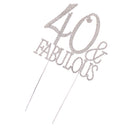 Sparkling Rhinestone 40 Fabulous Numbers Monogram Cake Topper Birthday Anniversary Cake Decor
