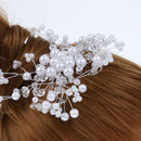 Silver Plated Pearls Gypsophila Style Hair Clip Comb Wedding Prom Headpiece