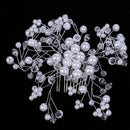 Silver Plated Pearls Gypsophila Style Hair Clip Comb Wedding Prom Headpiece