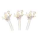 Pearls Flower Leaf Clear Crystal Hair Pins Clips Girl Headpiece Bridal Wedding Prom Wear