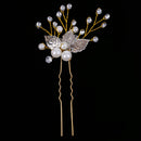 Pearls Flower Leaf Clear Crystal Hair Pins Clips Girl Headpiece Bridal Wedding Prom Wear