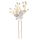 Pearls Flower Leaf Clear Crystal Hair Pins Clips Girl Headpiece Bridal Wedding Prom Wear