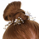Pearls Flower Leaf Clear Crystal Hair Pins Clips Girl Headpiece Bridal Wedding Prom Wear
