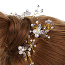 Pearls Flower Leaf Clear Crystal Hair Pins Clips Girl Headpiece Bridal Wedding Prom Wear