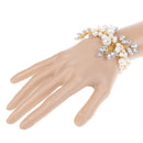 Pearl Flower Leaf Clear Crystal Stretch Bracelet Wedding Bridesmaid Bride Shower Accessories