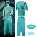 Bloody Zombie Doctor Halloween Party Adult Fancy Dress Mens Costume Green